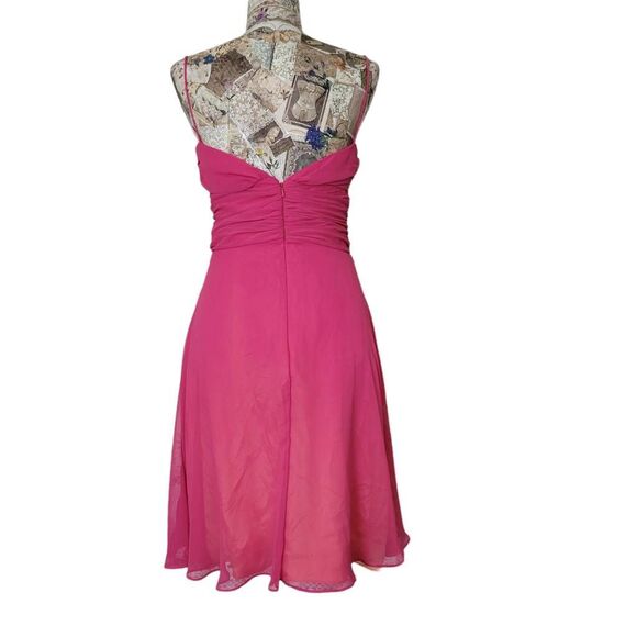 Cocktail Dress Ombre Pink to Peachy Spaghetti Strap Flowy Evening Party Dress - Picture 9 of 14